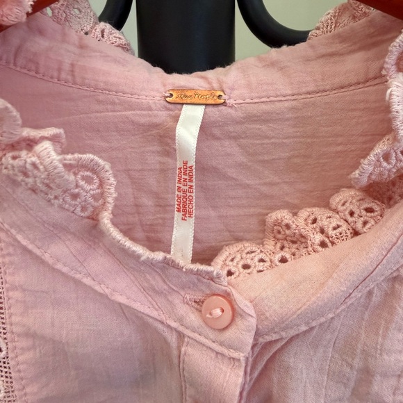 Free People Best of Me Lace Tie Waist Shirt in Mellow Rose - Picture 2 of 4